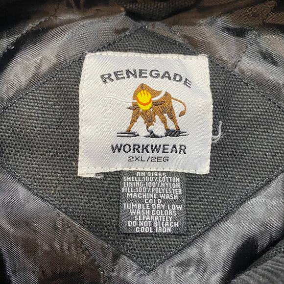 Renegade Workwear Jacket 2XL Black Canvas Cotton Nylon Full Zip Vintage Heavy - Picture 4 of 5